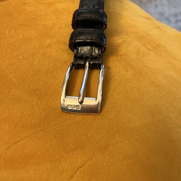 Ralph Lauren Genuine Alligator Leather Belt Dk Brown Sterling Silver Buckle 28 - Picture 3 of 16